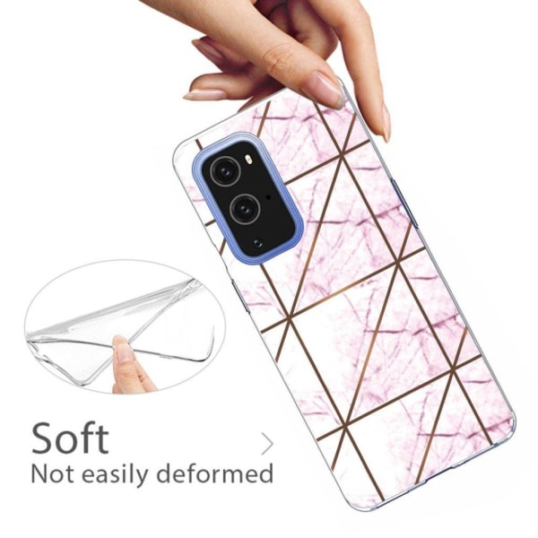 Marble OnePlus 9 Pro case - White in Square Strike Marble Pink