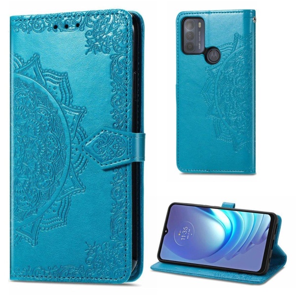 Mandala Motorola Moto G50 Flip Etui - Blå Blue