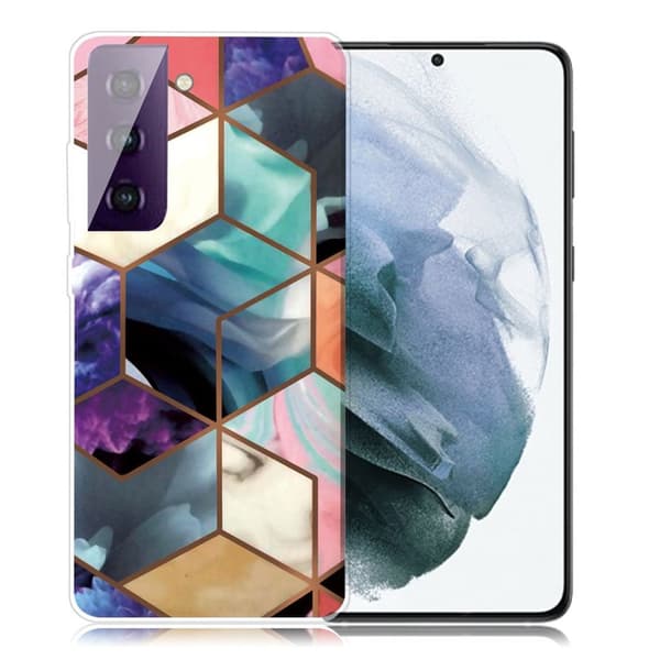 Marble design Samsung Galaxy S21 Plus 5G kotelot - Värikäs Kuutio Laatta Multicolor