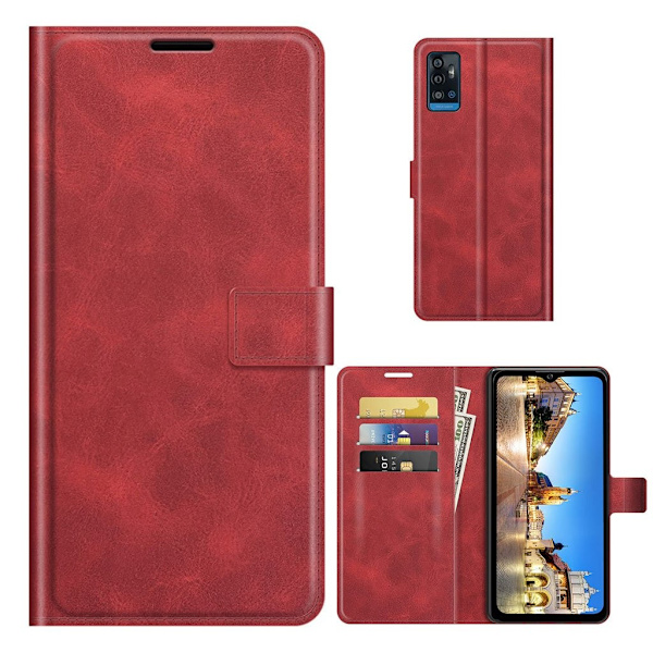 Lompakko Nahkakotelo For ZTE Blade A71 - Punainen Red