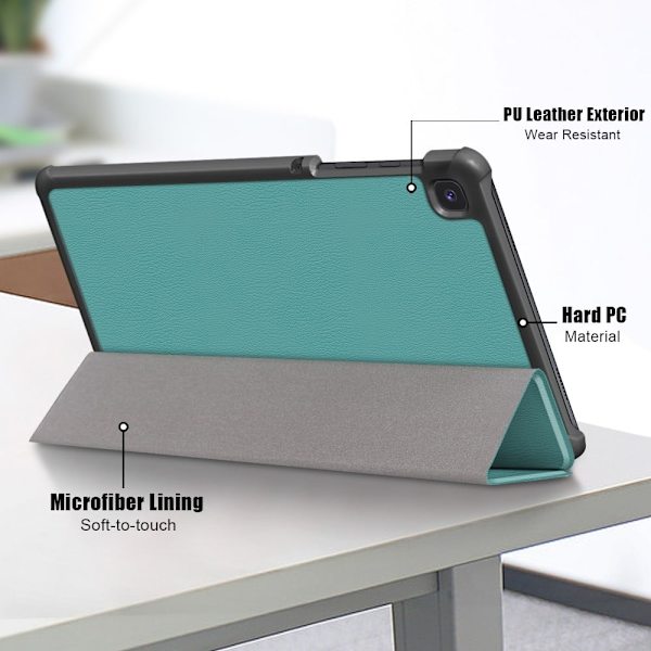Samsung Galaxy Tab A7 Lite tri-fold läderfodral - Grön Grön