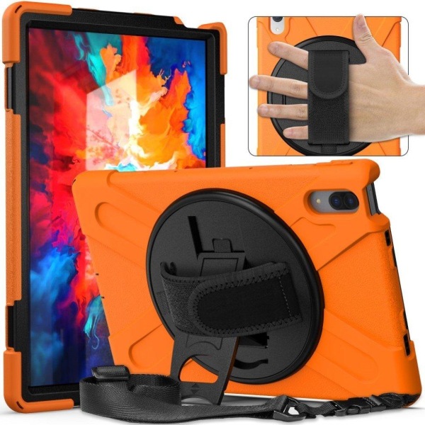 360 graders kickstand + silikone Etui with Strop for Lenovo Tab Orange