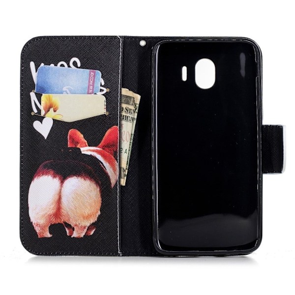 Samsung Galaxy J4 (2018) mønstret læder flip etui - Kiss My Ass Multicolor