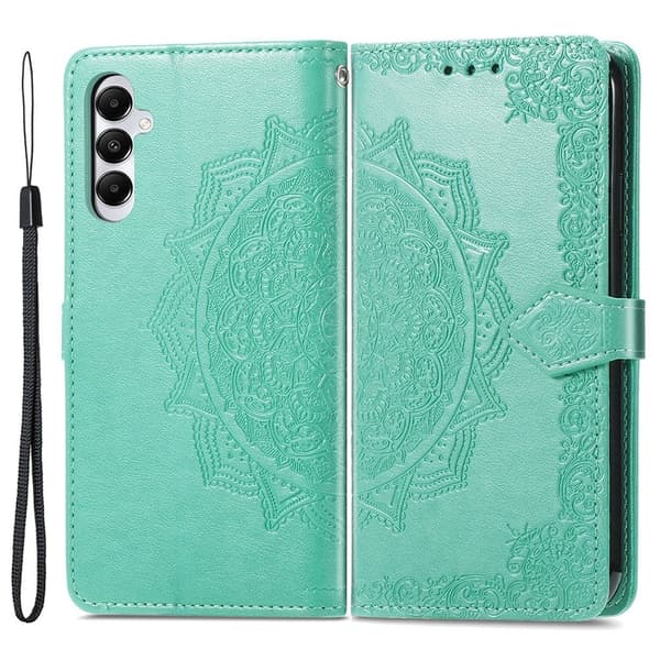 Mandala läder Samsung Galaxy A05s fodral - Grön Grön