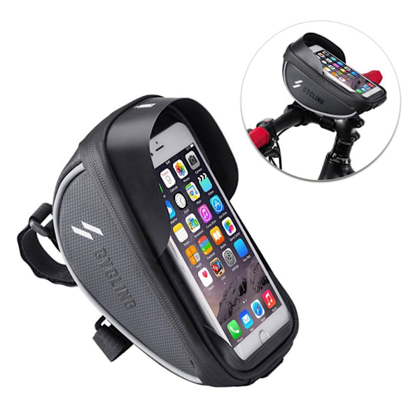 Cykelstyretaske med touch screen-visning Black