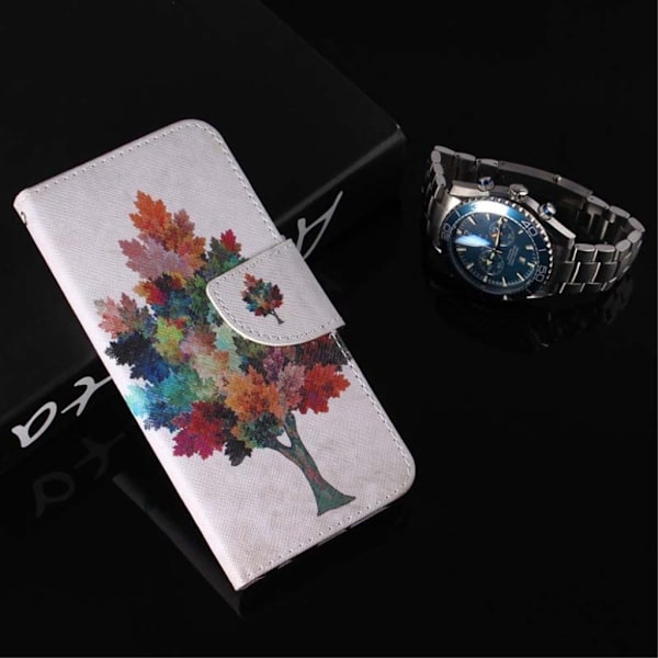 iPhone Xs Max flip cover i mønstret læder - Farvet Træ Multicolor