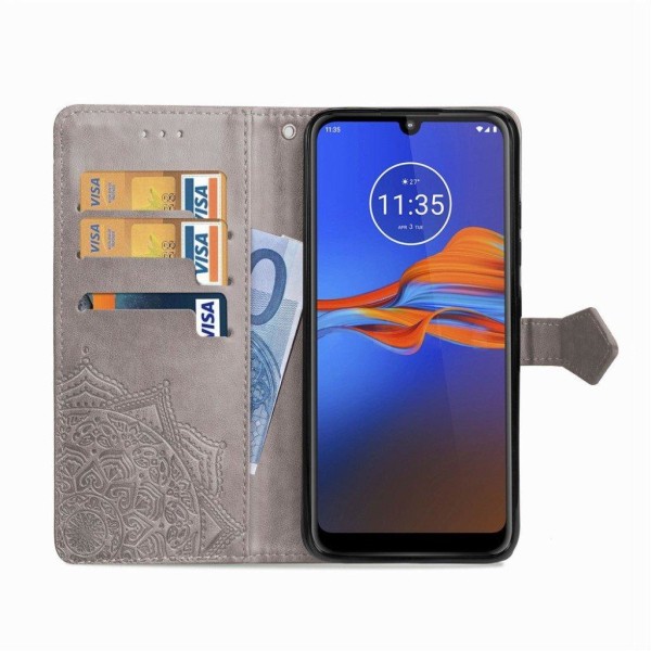 Mandala Motorola Moto E6 Plus etui - Grå Silver grey