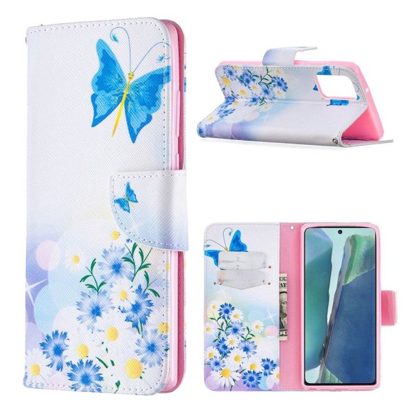 Wonderland Samsung Galaxy Note 20 Flip Etui - Sommerfugl og Marg Blue