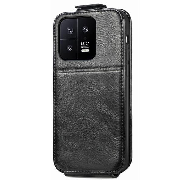 Vertical Flip Phone Etui med Zipper til Xiaomi 13 - Sort Black