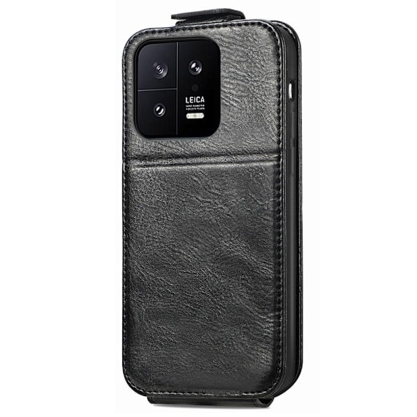 Vertical Flip Phone Suojakotelo With Zipper For Xiaomi 13 - Musta Black