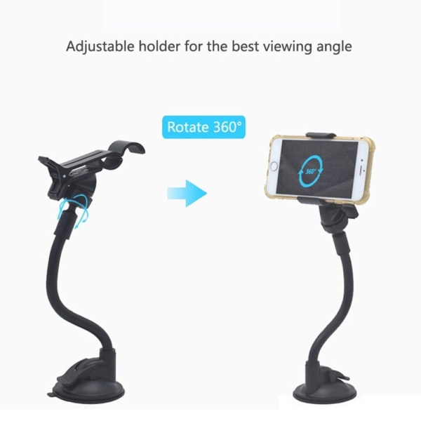 Universal bendable arm car mount holder - Single Claw Black