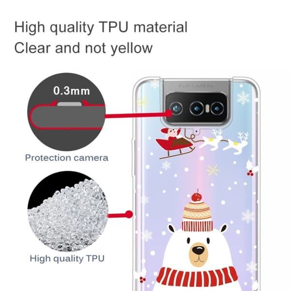 Christmas ASUS Zenfone 7 Pro etui - isbjørn with Scarf White