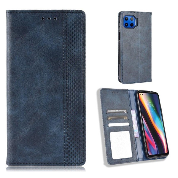 Bofink Vintage Motorola Moto G 5G Plus nahkakotelo - Sininen Blue