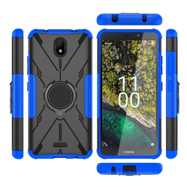 Kickstand-cover med magnetisk plade til Nokia C100 - Blå Blue
