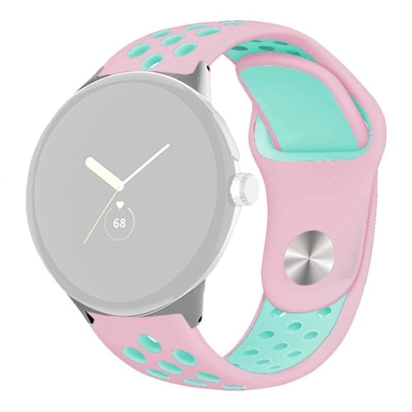 Google Pixel Watch dual-color silicone watch strap - Pink / Gree Rosa