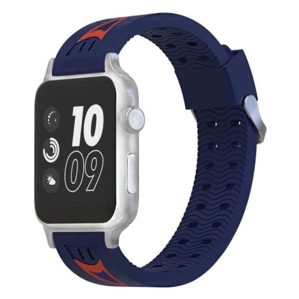 Apple Watch Series 4 4mm klockband av silikon - Mörkblå / Röd Blå