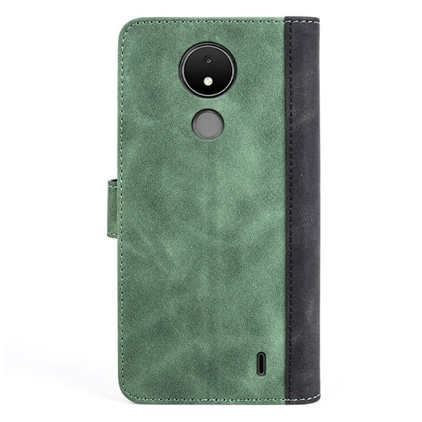 Kaksivärinen nahkainen läppäkotelo Nokia C21 - Vihreä Green