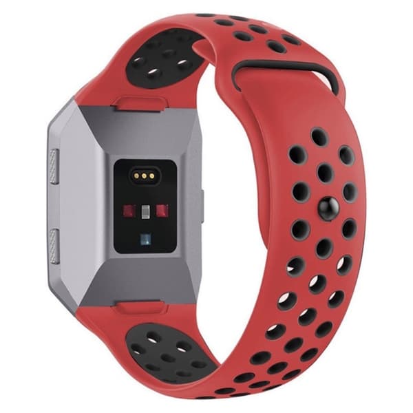 Fitbit Ionic tofarvet silikoneurrem - Rød / Sort Red