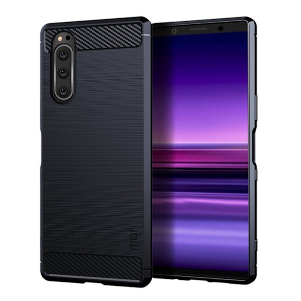 MoFi Carbon Sony Xperia 5 deksel - Mørkeblå Blue