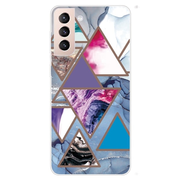Marble Samsung Galaxy S22 Plus Etui - Trekant Mønstre i Marmor Multicolor