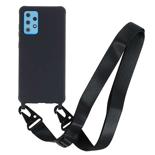 Tyndt TPU-etui med mat finish og justerbar strop til Samsung Galaxy A73 - Sort Black