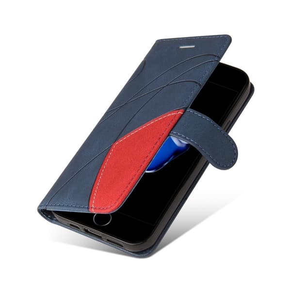 Teksturert læretui med stropp for iPhone SE (2022) / iPhone SE 2020 / iPhone 7 - Blå Blue