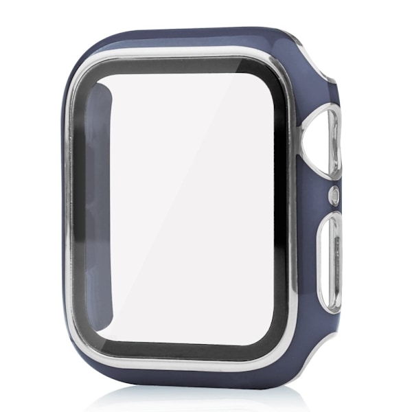 Apple Watch SE 2022 (40mm) dual color electroplating cover with tempered glass - Blue / Silver Blå