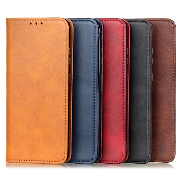 Lompakko-style Aitoa Nahkaa Läppäkotelo For iPhone 13 Mini - Sininen Blue