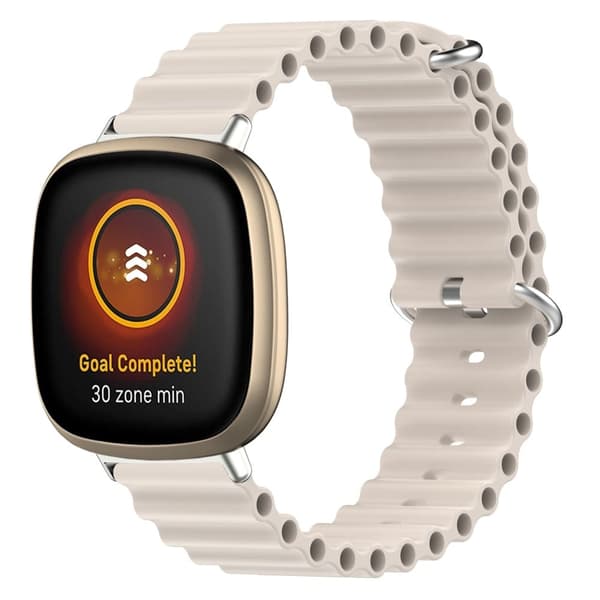 Fitbit Sense 2 / Versa 4 / 3 klokkerem i havbåndstil - Starlight Farge White