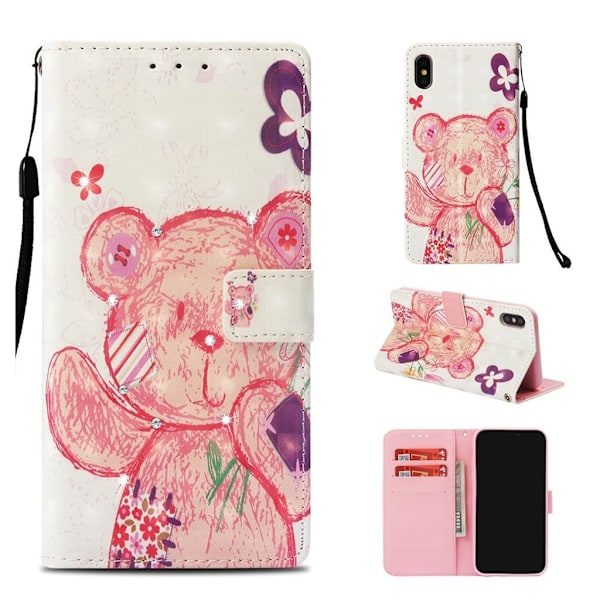 iPhone Xs Max etui med rhinstenmønster - Bear Multicolor