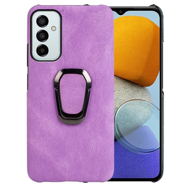 Stötsäkert läderfodral med oval kickstand för Samsung Galaxy M23 - Lila Lila