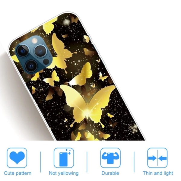 Deco iPhone 14 Pro Max kotelot - Kulta Perhosia Gold