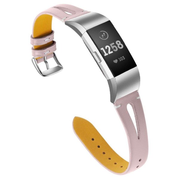 Fitbit Charge 2 hollow cowhide watch band - Pink Rosa