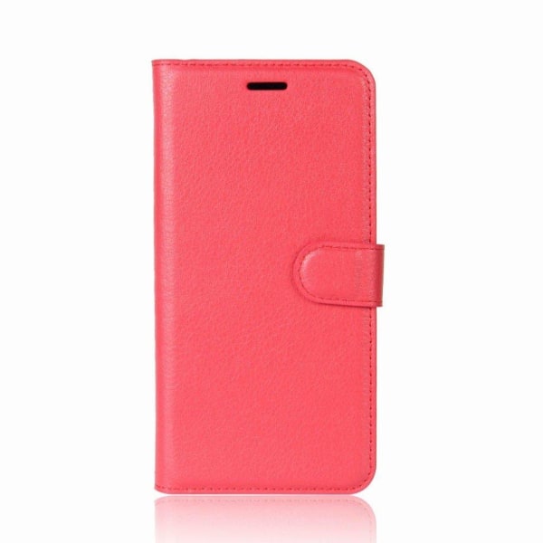 Huawei P20 Lite litchi tekstur PU læder flip etui - Rød Red