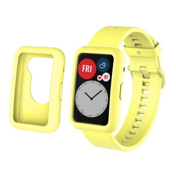 Huawei Watch Fit silikoneurrem og -cover - Gul Yellow