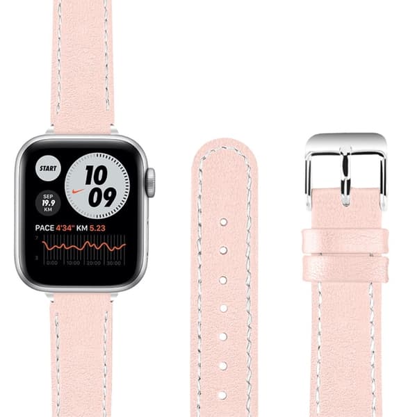 Apple Watch (45 mm) elegant urrem i ægte læder - Lyserød Pink