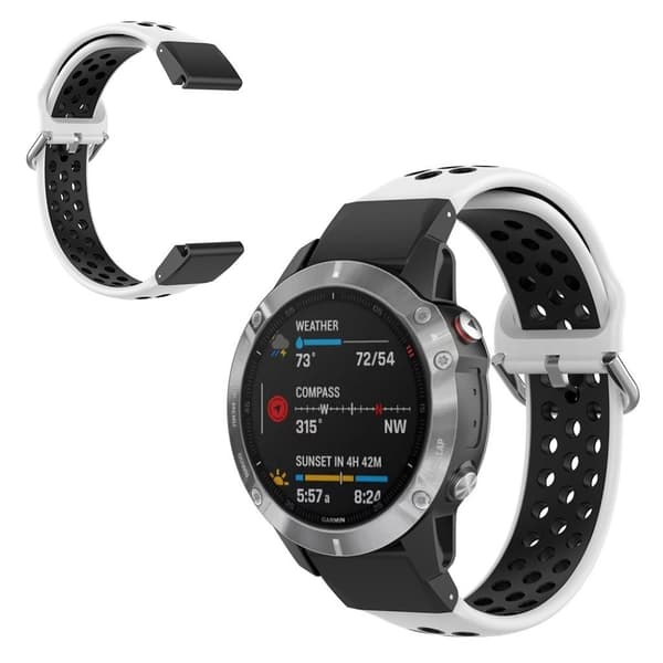 Kaksivärinen kellonauha Garmin Fenix -kelloon - Valkoinen / Musta White