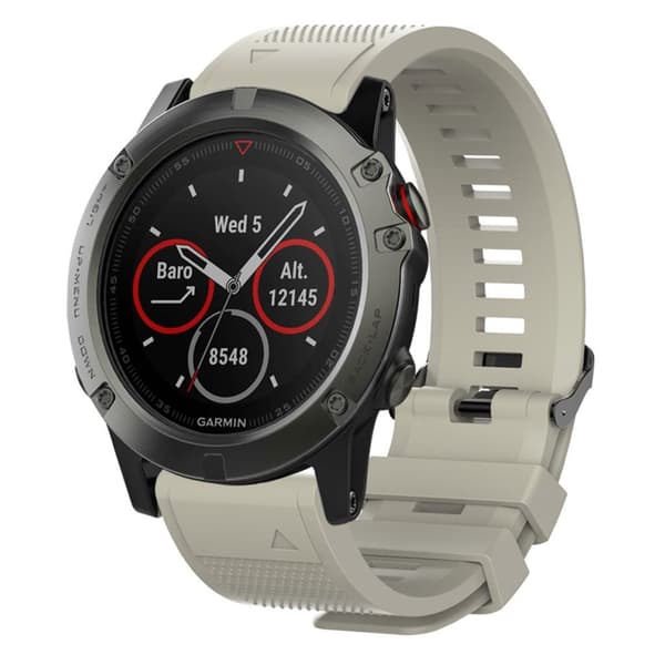 26 mm Garmin Fenix 5X / 5X Plus / Fenix 3 / 3 HR klockarmband i silikon - Grå Silvergrå