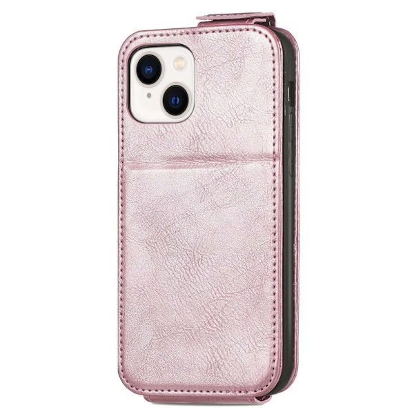 Lodret iPhone 14 Plus flip etui med lynlås - Pink Pink