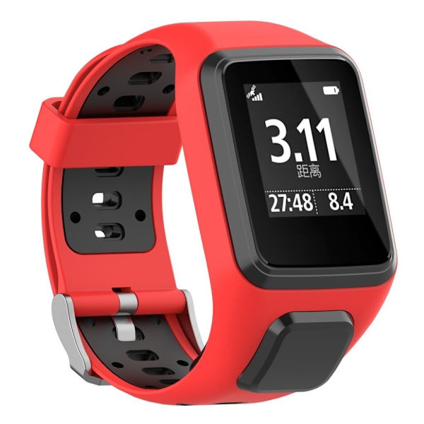 TomTom Runner 2/3 dobbeltfarvet silikoneurrem - rød / sort Red