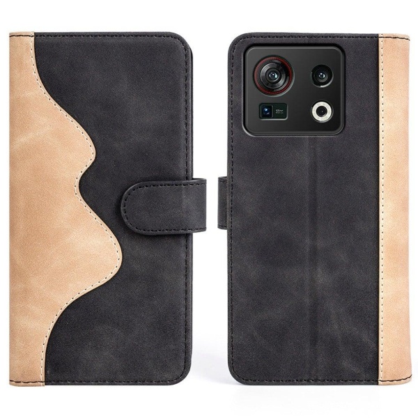 Two-color Leather Läppäkotelo For ZTE Nubia Z40s Pro - Musta Black