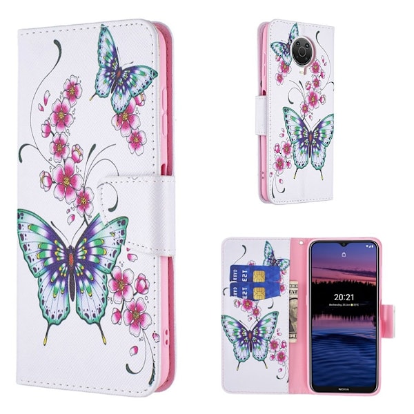 Wonderland Nokia G20 Flip etui - Sommerfugl og blomster Multicolor