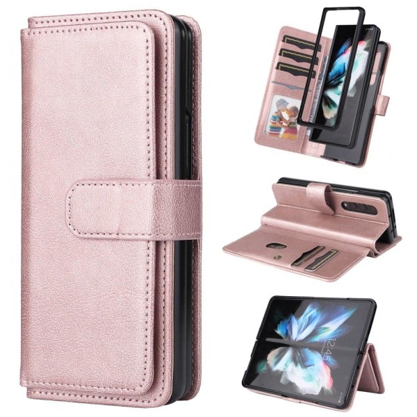 10-slot Lompakko Suojakotelo For Samsung Galaxy Z Fold4 - Ruusuk Pink