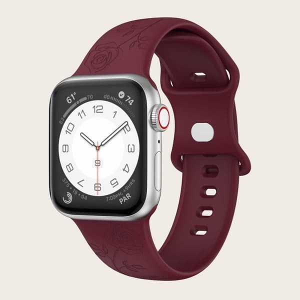 Apple Watch Ultra gravert mønster silikonrem - Vinrød Red