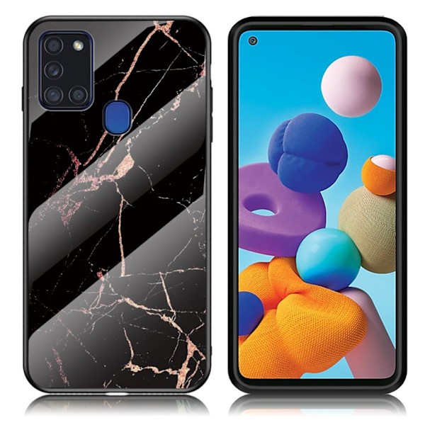 Fantasy Marble Samsung Galaxy A21s Cover - Sort / Guld Black