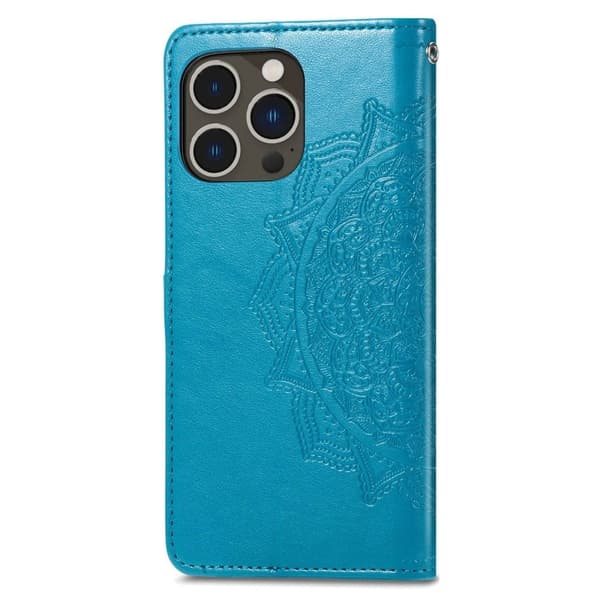 Mandala iPhone 14 Pro Max Läppäkotelo - Sininen Blue