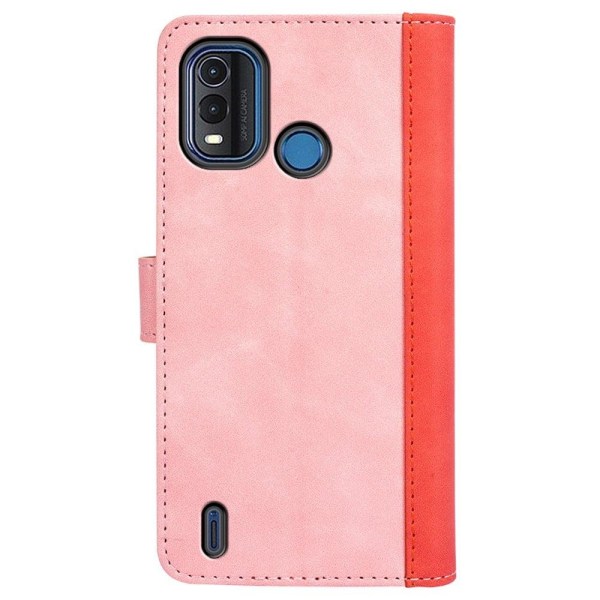 To Farvet Læder Flip Case til Nokia G11 Plus - Lyserød Pink