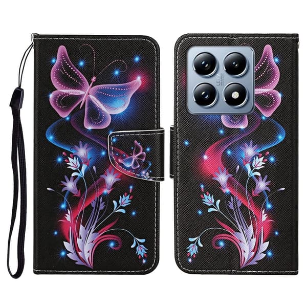 Wonderland Xiaomi 14T Pro flip etui - Glødende Sommerfugl Multicolor