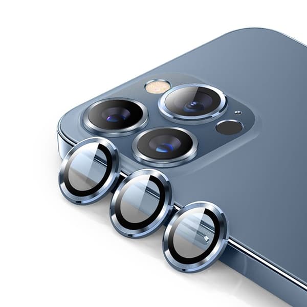 ENKAY iPhone 13 Pro Max / 13 Pro 9H aluminium härdat glas kameralinsskydd - Blå Blå