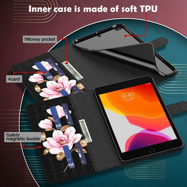 Lenovo Tab M8 mönstrat flipfodral i läder - Blomma Rosa